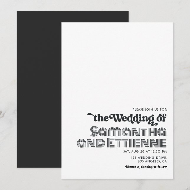 Invitación Boda Groovy Retro Vibes (Anverso / Reverso)