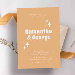 Invitación Boda Groovy Typography Retro Peach