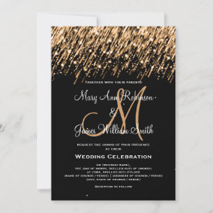 Invitación Boda "Guarda la Fecha" Estrellas Doradas Cayendo