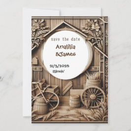 Invitación boda guardar el diseño de la talla de madera de fe