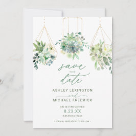 Invitación Boda Guardar la Fecha Acuarela Suculenta