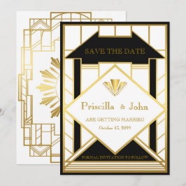 Invitación Boda Guardar la Fecha,Great Gatsby,Medalla oro2