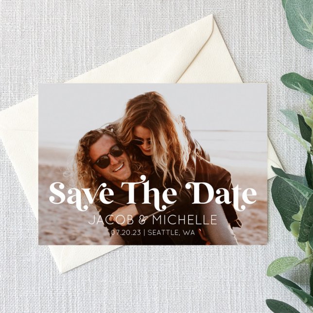 Invitación Boda Guardar La Fecha Retro Foto Mínima (Subido por el creador)