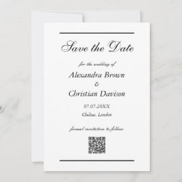 Invitación Boda Guardar La Fecha Simple Código QR Y Foto De V
