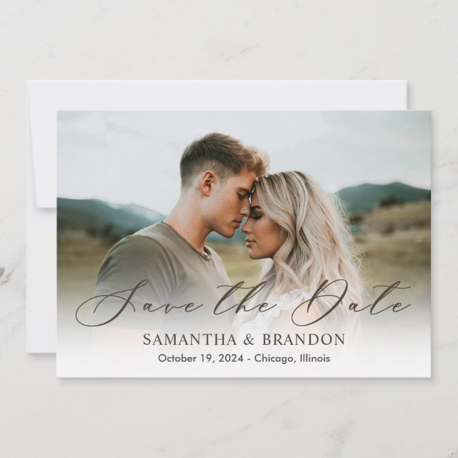 Invitación boda Guardar la tarjeta de fecha con fo (Anverso)