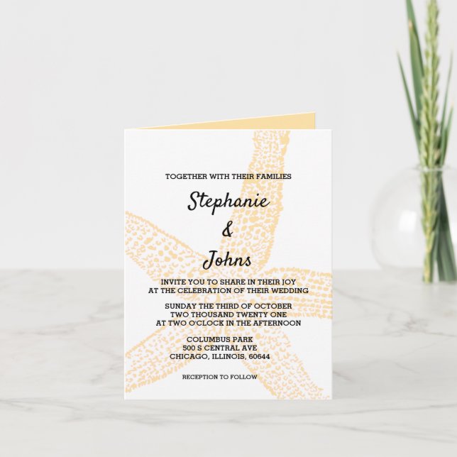 Invitación Boda Guay de Naranja amarillo de cáscara náutica d (Anverso)