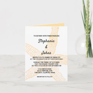 Invitación Boda Guay de Naranja amarillo de cáscara náutica d