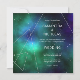 Invitación Boda Guay de resumen de cósmico azul celestial ver