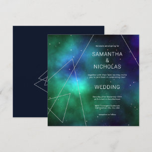 Invitación Boda Guay de resumen de cósmico azul celestial ver