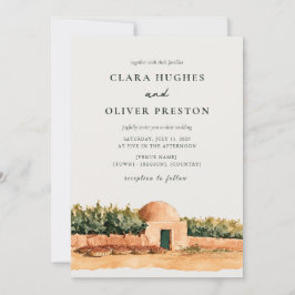 Invitación Boda guion viñedo oliva terracota ocre