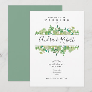 Invitación Boda Guirnalda de Eucalipto Verde Botánico