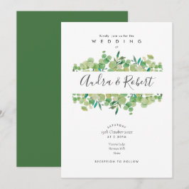 Invitación Boda Guirnalda de Eucalipto Verde Botánico