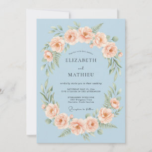 Invitación Boda Guirnalda de Flor Sky Blue