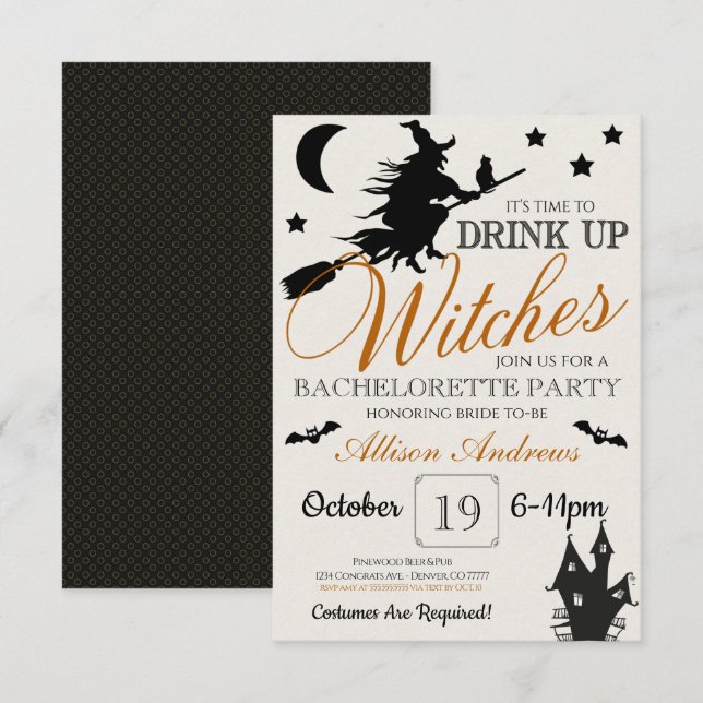 Invitación Boda Halloween Bachelorette Invite (Anverso / Reverso)