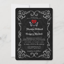 Invitación Boda Halloween esqueletos "JUNTOS CON"