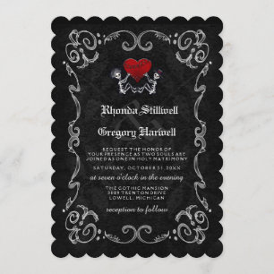 Invitación Boda Halloween esqueletos RECEPCIÓN INFORMACIÓN DE