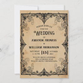 Invitación boda Halloween horror vintage Marco gótico fresco