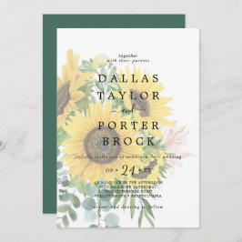 Invitación Boda Harto de Eucalipto de Girasol Rústico