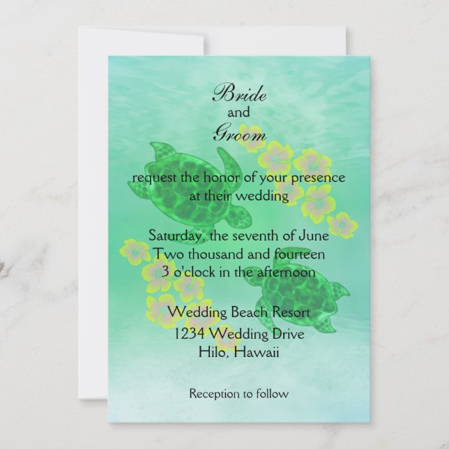 Invitación Boda hawaiana de Honu (Anverso)