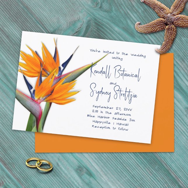 Invitación Boda hawaiano Flores de Ave del paraíso (Subido por el creador)