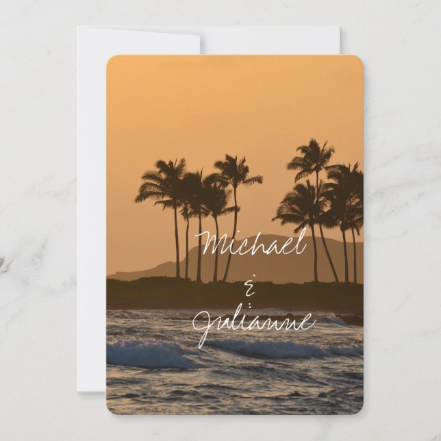 Invitación Boda Hawaii Sunset (Anverso)