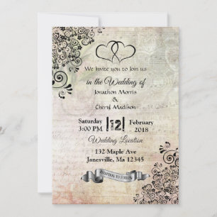 Invitación Boda Hearts de Notas de la Música de Hoja