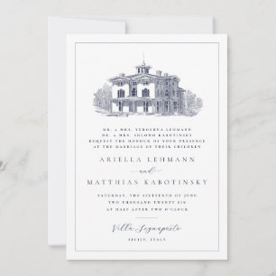 Invitación Boda hebreo de destino de Villa de doble cara