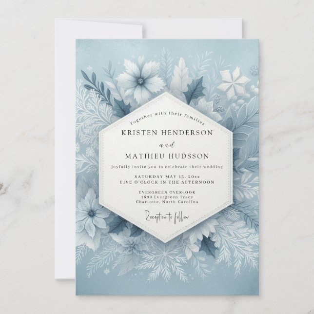 Invitación Boda helada azul pizarra (Anverso)