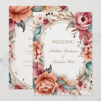 Invitación Boda Hermosa Moderna Boho Floral flores