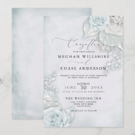 Invitación Boda | Hermosos Rosas azul pálido