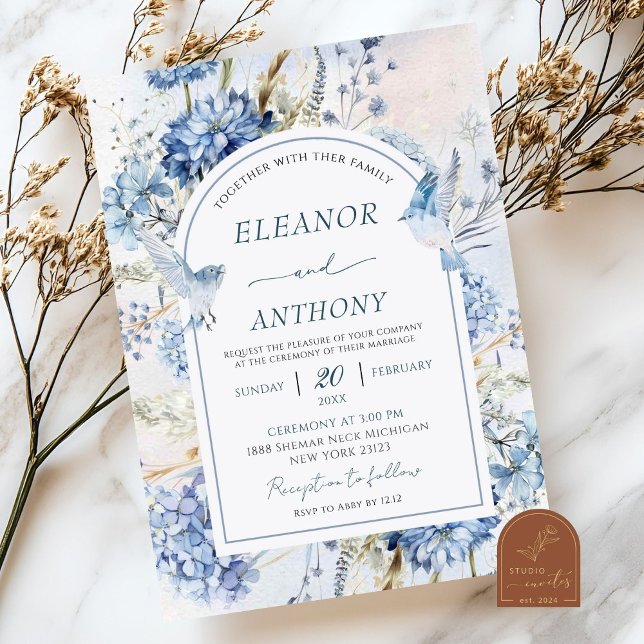 Invitación Boda Hidrangea Azul (Subido por el creador)