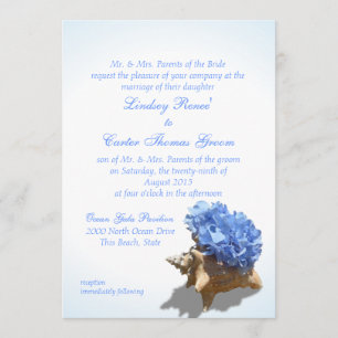 Invitación Boda Hidrangea Azul de la costa