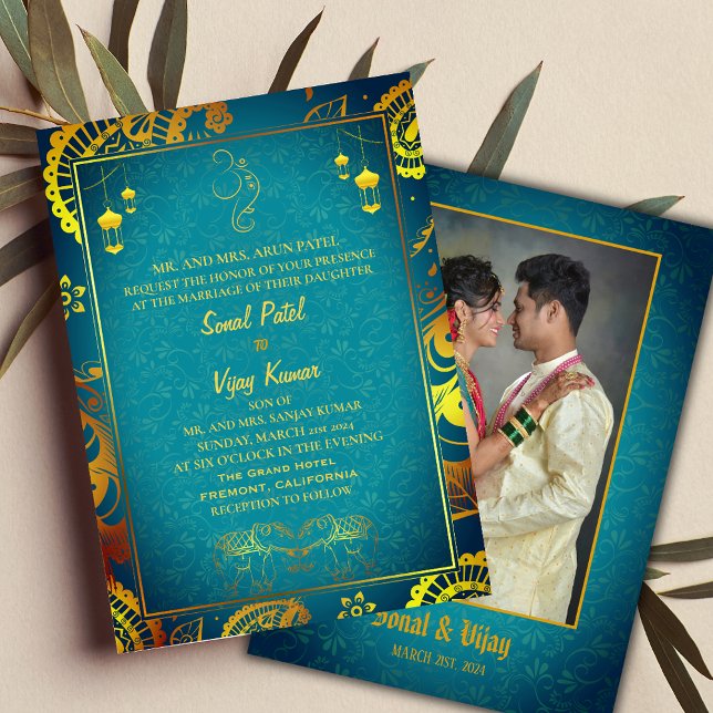 Invitación Boda hindú con imagen de pareja y Ganesha (Subido por el creador)