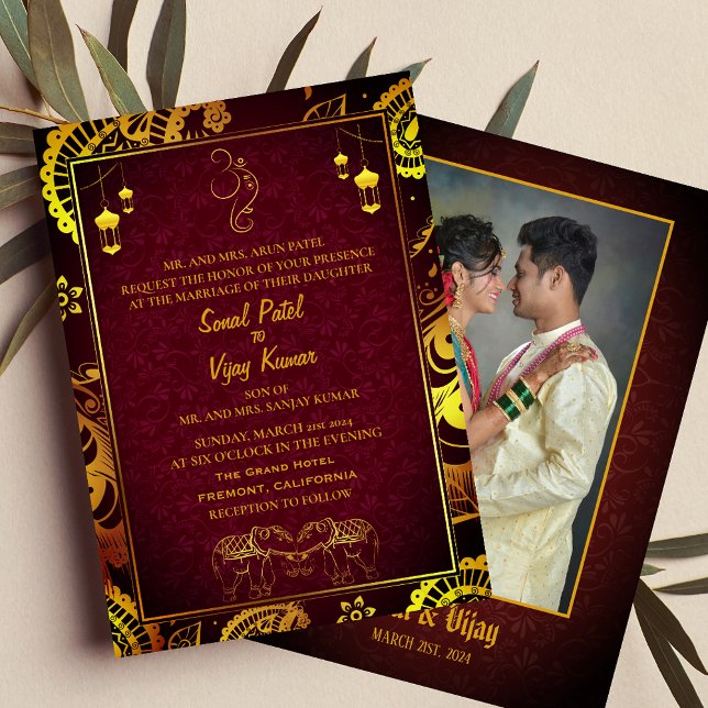Invitación Boda hindú con imagen de pareja y Ganesha (Subido por el creador)