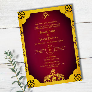 Invitación Boda hindú de los elementos dorados Om