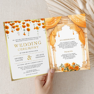 Invitación Boda hindú de Mandap del sur de la India con flore