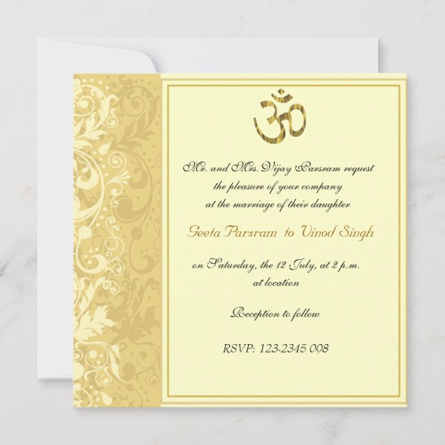 Invitación Boda hindú de oro (Anverso)
