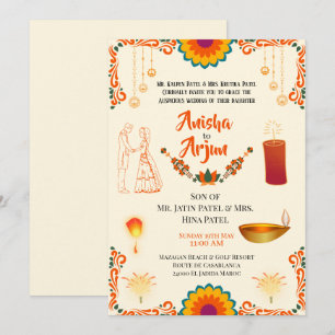 Invitación Boda hindú floral digital