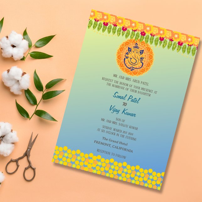 Invitación Boda hindú Ganesha Floral (Subido por el creador)
