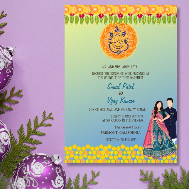 Invitación Boda hindú Ganesha Floral (Subido por el creador)