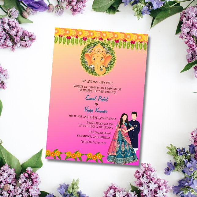 Invitación Boda hindú Ganesha Floral (Subido por el creador)