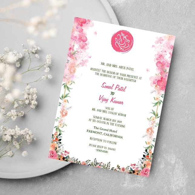 Invitación Boda hindú Ganesha Floral (Subido por el creador)