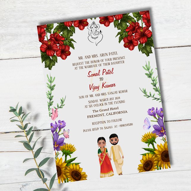 Invitación Boda hindú Ganesha Floral (Subido por el creador)