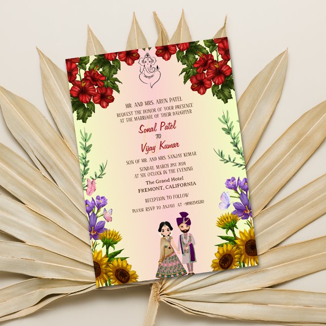 Invitación Boda hindú Ganesha Floral (Subido por el creador)
