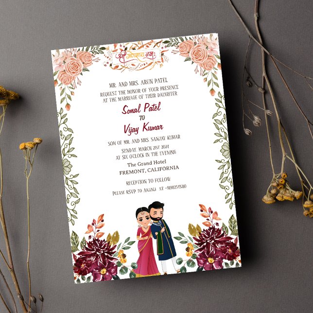 Invitación Boda hindú Ganesha Floral (Subido por el creador)