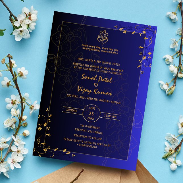 Invitación Boda hindú Golden Elements Logo de Ganesha (Subido por el creador)