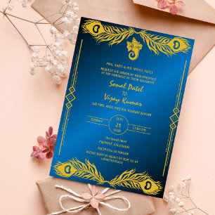 Invitación Boda hindú Golden Elements Logo de Ganesha