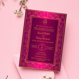Invitación Boda hindú Golden Elements Logo de Ganesha