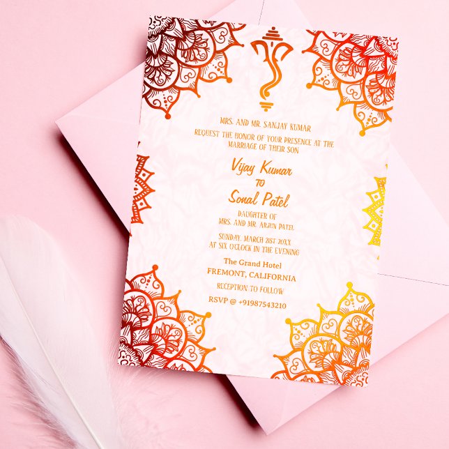 Invitación Boda hindú, imagen del Personalizado de los elemen (Subido por el creador)