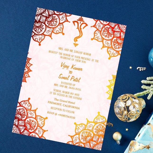 Invitación Boda hindú, imagen del Personalizado de los elemen (Subido por el creador)